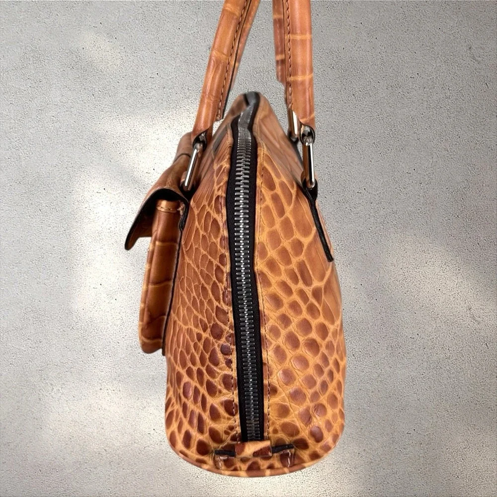 Dooney & Bourke Dillen Crocodile Croco Embossed Barrel Top Handle Satchel Bag